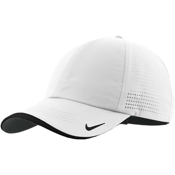 Nike Men's Golf - Dri-fit Swoosh Perforated Cap, White Hat, White